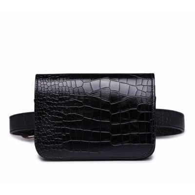 Personalised custom initial letters vintage waist bag women crocodile pattern travel belt wallets ladies waist packs
