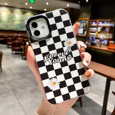 3 In 1 Lattice Daisy Phone Case Casing ForiPhone 13 12 11 Pro Promax 7 8 Plus X XR XSMax SE Shockproof Soft Cover Skin