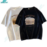 2023.06New!!!เสื้อยืดแขนสั้นผู้หญิงฤดูร้อนสไตล์อินเทรนด์ภาพสีน้ำมันเสื้อสวมหัวทรงหลวมสำหรับคู่รัก