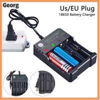 GEORG ชาร์จใหม่ได้ AC 110V 220V แอลอีดี แท่นชาร์จเร็ว ช่องเสียบ4ช่อง เครื่องชาร์จแบตเตอรี่ลิเธียม เครื่องชาร์จแบตเตอรี่18650