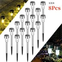 New 1/2/4/8 Pcs LED Solar Outdoor Ground Lights Waterproof Landscape Lawn Path Lights Lamp Sunlight Courtyard Garden Decoration Power Points  Switches