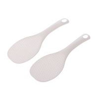 ஐ✘◙ 2Pcs Kitchen Non Stick Rice Paddle Hand Roll Spoons White Plastic Meal Spoon