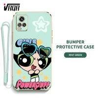 VRQR Powerpuffy เคสโทรศัพท์สำหรับหญิงสาวน่ารักสำหรับ Vivo V20 Pro V20SE V2022 Y70ซูเปอร์เกิร์ลกรอบนุ่มบางพิเศษ (ฟรีสายคล้องรวม)