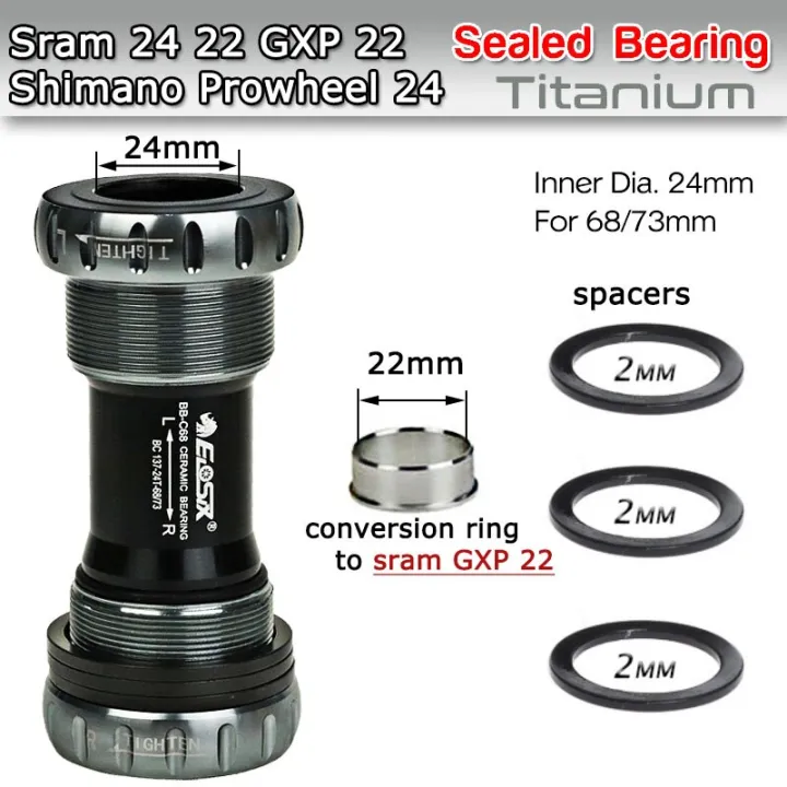 Mtb Bike Bottom Bracket Set Sealed Ceramic Bearing 24 22 Mm Bicycle Hollow Thread Kits For Gxp Prowheel Crankset Parts Lazada Ph