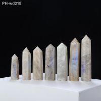 Natural Crystal Column Moonstone Six Prism Original Stone Polished Moonstone Single Pointed Column Desktop Handicraft Ornaments