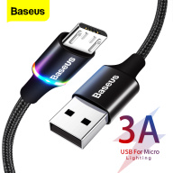 Baseus 0.5m 1m 2m LED chiếu sáng Cáp Micro USB 3A Bộ sạc sạc nhanh Cáp Microusb cho Samsung Xiaomi Android Dây điện thoại di động thumbnail