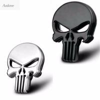 ANLOVE สติ๊กเกอร์ติดรถ3D กันน้ำ Punisher ตกแต่งรถมอเตอร์ไซค์ลายหัวกะโหลกสติ๊กเกอร์ติดรถยนต์ลายสติกเกอร์หัวกะโหลกถังน้ำมันดึง Hiasan Mobil แต่งรถ