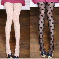 CKE cwwart ถุงน่องสตรี Tights VINTAGE Polka dot พิมพ์ pantyhose ถุงน่องผ้าไหมสีดำสีขาวสูง elasticc ถุงน่องผู้หญิง