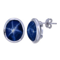 ต่างหูไพลินสตาร์ เงินแท้ 92.5 %  ชุบโรเดียม  Earing star sapphire silver 92.5 % Rhodium plating/