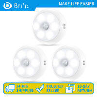 Brifit ไฟเซนเซอร์ตรวจจับความเคลื่อนไหวในร่ม, ไฟกลางคืน LED ตู้เสื้อผ้า, ใต้ตู้ไฟเพดานที่ใช้แบตเตอรี่, แท่งถ่าน AA บนไฟเด็กซนไร้สายสำหรับผนัง, ขั้นบันได, บันได (แพ็ค 3 ชิ้น)