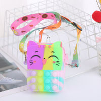 Kawaii Cat Bags Girls Kids Toys POP Its Stress Relief Children Antistress Squishy Push Bubble Silicone Coin Purse Wallet Bag