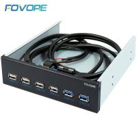 Front Panel 6 Ports USB Hub 4x USB2.0 2x USB3.0 19 pin 20pin Expansion Bay Adapter Plastic Bracket for PC 5.25 Inch Floppy Bay USB Hubs