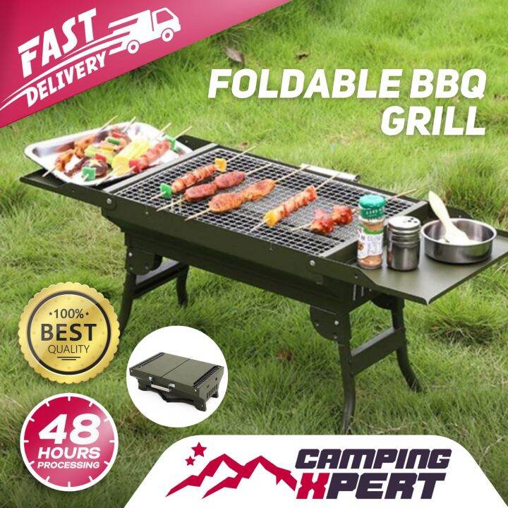 STAINLESS STEEL FOLDABLE BBQ STAND Portable Foldable Outdoor BBQ Grill
