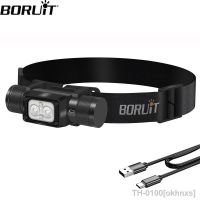 ﹍❏﹊ BORUiT-Impermeável Farol LED Tipo-C Recarregável Camping Pesca Cabeça Tocha Lanterna Poderosa Emergência 18650 Lanterna HP340