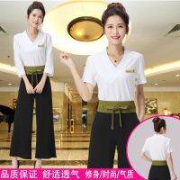 2021 high-end beauty salon beautician overalls women summer two-piece SPA foot massage technician suits summer wear thin section