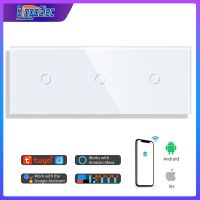 Bingoelec Wifi Control Light Switch 3Gang 1way Triple Crystal Class Wall Touch Switches Smart Switch Work With Tuya Neutral Wire Power Points  Switche