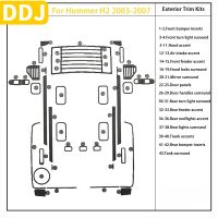 สำหรับ Hummer H2 2003 2004 2005 2006 2007อุปกรณ์เสริมคาร์บอนไฟเบอร์รถตกแต่งภายนอกชุดป้องกันสติกเกอร์สีแดง Black