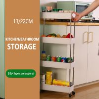 2/3/4 Tier Rolling Utility Cart Storage Shelf Movable Gap Storage Rack Kitchen Bathroom Slim Slide Organizer Shelf Toilet  Ra Bathroom Counter Storage