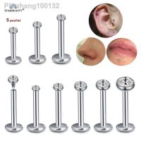 5 pcs/lot 1.5 4mm Gem 16G 6/8/10mm Bar Nose Ring Stud Helix Piercing Oreja Labret Lip Ring Ear Piercing Tragus Earrings Jewelry