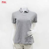 เสื้อโปโล KanekoTK นุ่ม สีสด ยับยาก PC044 สีเทา ขลิบขาว-ดำ (หญิง) - PMKPOLOMAKER