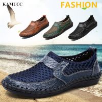 Brand New Summer Men Casual Shoes Breathable Mesh Cloth Loafers Soft Flats Sandals Handmade Male Driving Shoes Large Size 38-50