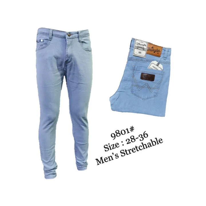 9801# Wrangler Light Blue Man Jeans stretch Skinny Pants Hot Sale! | Lazada  PH