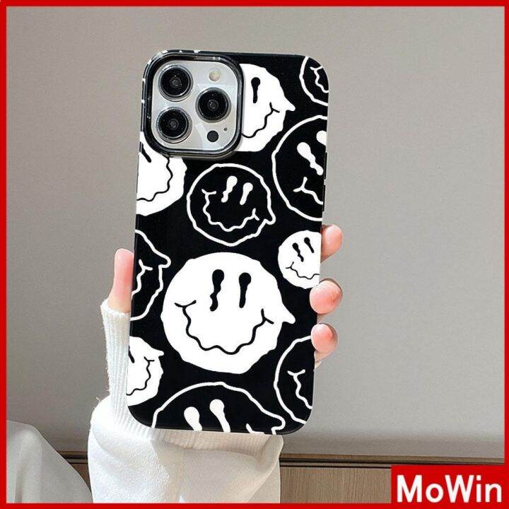 mowin-เข้ากันได้สำหรับ-เคสไอโฟน-เคสไอโฟน11-เคส-สำหรับ-iphone-14-สีดำเงา-เคสอ่อนกันกระแทกป้องกันกล้องหน้ายิ้มเข้ากันได้กั