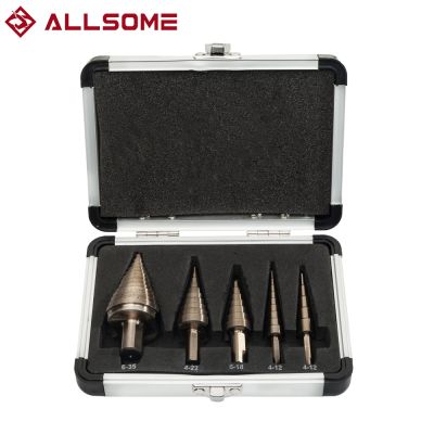 【NEW】 ALLSOME 5pcs Metric/Inch Hss CobaltDrill BitMultiple Hole 50 Sizes with Aluminum Case