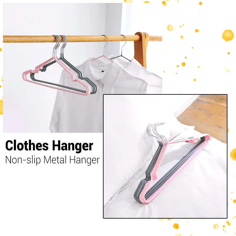 1pc Stainless Steel Wire Plated Hanger With Non-slip Groove, Adult Clothes  Hanger For Both Dry And Wet Clothes