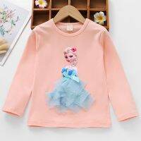 เด็กทารกสบายๆ Elsa Sophia 3D การ์ตูนพิมพ์เสื้อน่ารักแขนยาวเสื้อยืดเด็ก