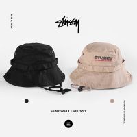 ♞♟♞หมวกชาวประมง STUSSY เชือกผูกชายและหญิงดำภูเขาหมวกบังแดดออกนอกบ้าน2022ฤดูใบไม้ผลิและฤดูร้อนหมวกขนสัตว์สไตล์อังกฤษสตรี Stussy