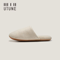 UTUNE Hemp Flats Mute Indoor Slippers Women Shoes Machine Washable Suede Sole Soft Home Slides Men Linen Non-slip Spring Autumn