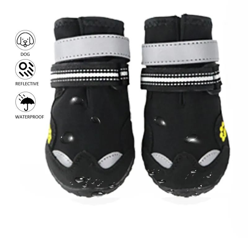 Waterproof Dog Shoes Dog Booties with Anti-Slip Sole Reflective Straps  Outdoor Dog Shoes for Medium Large Boots for Dogs 