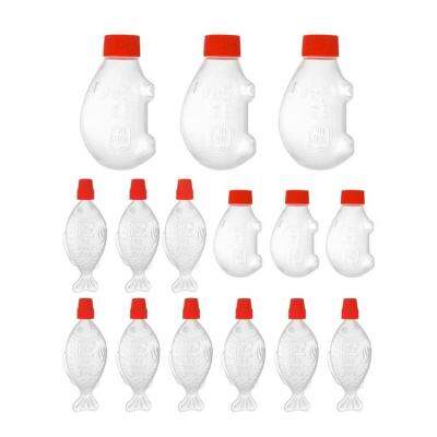 Mini Sauce Bottles Tiny Squeeze Cartoon Shape Sauce Bottles Leakproof Transparent 15pcs Portable Bottles Set for School Lunch Camping Picnic Work unusual