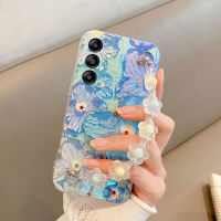 เคสโทรศัพท์ Samsung Galaxy A54 5G A34 5G A24 A14 4G M14 5G 2023 ล่าสุด 3Dดอกไม้สีม่วงภาพวาดสีน้ำมันออกแบบพร้อมสร้อยข้อมือกันกระแทกซิลิโคนอ่อนนุ่มกรณีเคสSamsung A14 4G A34 A54 5Gสวยเคสโทรศัพท์ฝาครอบ