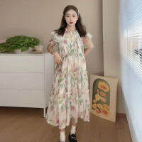 C52185 # Dress ผู้หญิงลายดอกไม้สไตล์เกาหลีหวานฤดูร้อนหญิงตั้งครรภ์เสื้อผ้าชุดคลุมท้อง