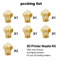 8 Pcs 3D เครื่องพิมพ์หัวฉีด MK10 M7 Extruder หัวฉีด0.2/0.3/0.4/0.5/0.6/0.8/1.0มม. ทองเหลือง Extruder พิมพ์สำหรับ3D เครื่องพิมพ์