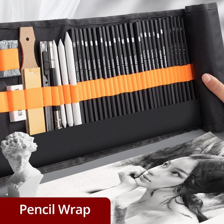Sketch Pencil Set - Sketching Drawing Kit, Wood Pencil Bags For