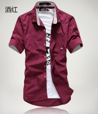 ♦️ชุดเดรสลำลองสำหรับผู้ชาย,เสื้อเชิ้ตKemejaLenganPendekปักลายทางมีขอบเสื้อเชิ้ตผู้ชายสินค้าสั่งผลิตได้GratisOngkir22-23เห็ดขนาดเล็ก