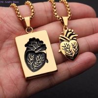 2 pcs/set Fashion Puzzle Couple Anatomical Heart Necklace Pendant Valentine Gift