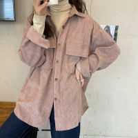 Hzirip Autumn Winter New Korean Retro Corduroy 2021 Women Coat Big Pocket Fashion Medium Long Versatile Lazy Loose Shirt Coat