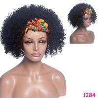 Amir Short Blonde Black Kinky Curly Headband Wig Synthetic Turban Wrap-wig Afro Puff Drawstring Headwrap With Bangs