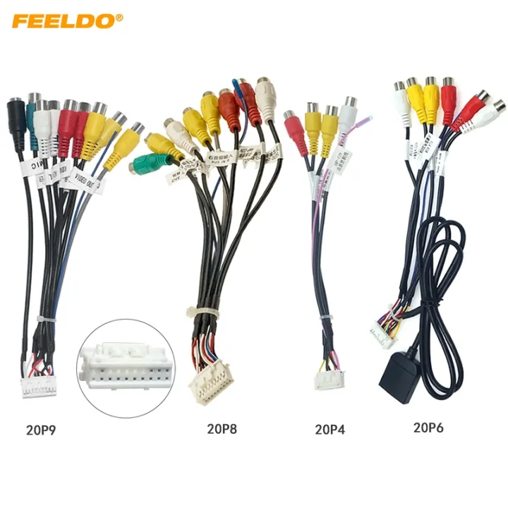 FEELDO 20pin Extended Interface RCA AUXIN/OUT Cable With SIM MIC Slot