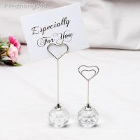 Crystal Base Love Shape Photo Clip Wedding Party Signs Table Numbers Place Message Note Cards Holder Desk Decoration Supplies