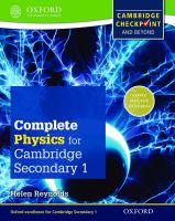Bundanjai (หนังสือเรียนภาษาอังกฤษ Oxford) Complete Physics for Cambridge Secondary 1 Student Book For Cambridge Checkpoint and beyond (P)