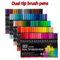 12/36/72/120 Colors Double Head Coloured Pen Acrylic Marker Manga Art Brush Student Drawing Graffiti School Supplies Accessories