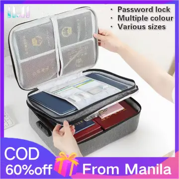 Documents Storage Box Organizer Lock Home Travel Papers Office