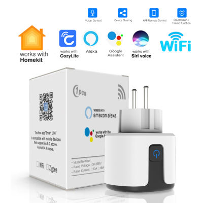 Elesky การส่งเสริมการ Apple สินค้าชุดบ้านปลั๊กอัจฉริยะปลั๊ก Wi-Fi EU 16A พร้อมตัวจับเวลาปลั๊กไฟในบ้านรองรับ Goo Alice SmartThings Siri Alexa 0823