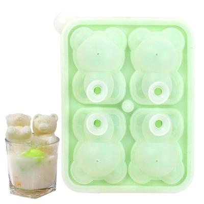 Bear Ice Cube Mold New Product 4 Even Bear Ice Cube Mold Silicone Ice Cube Maker Ice Block Ice Hockey Mold Kitchen Accessories Ice Maker Ice Cream Mou