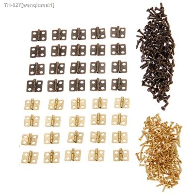 ✲ DRELD 40Pcs 13x12mm Mini Cabinet Drawer Door Butt Hinges Antique 4 Holes Jewelry Boxes Decorative Hinges for Furniture Hardware